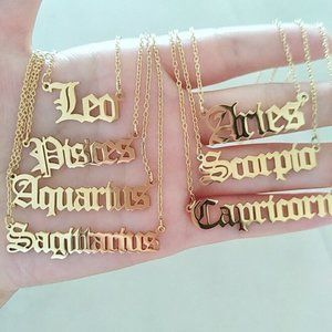Personalize Your Style with a 14K Gold Plated Zodiac Name Necklace - Waterproof